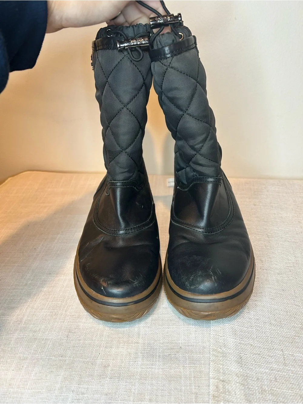 COACH womens Brown Quilted Winter Boots